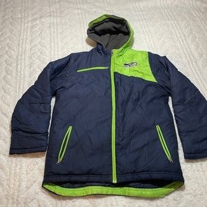 Seahawks blue green hooded jacket youth size medium